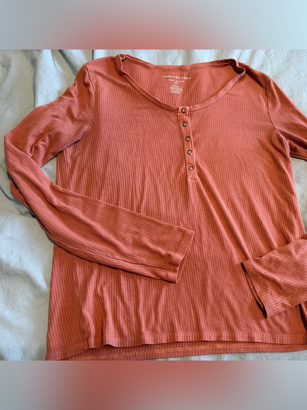 American eagle burnt orange cropped ribbed long sleeve medium